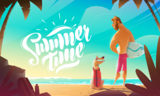 Man And Dog On Beach Sticker