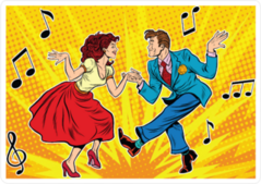 Man And Woman Swing Dancing Sticker