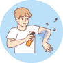 Man Applying Anti Mosquito Spray Sticker