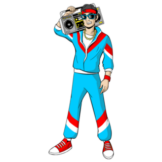 Man Boombox Cartoon 80s-90s Sticker