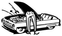 Man Fixing Car - Retro Automotive Mechanic Illustration Sticker