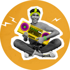 Man Hold Radio Boombox Enjoy Music Sticker