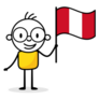 Man Holding Flag Of Peru Cartoon Sticker