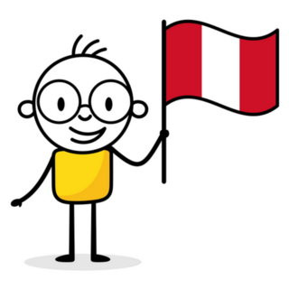 Man Holding Flag Of Peru Cartoon Sticker