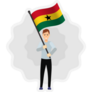 Man Holding Ghana Flag Sticker