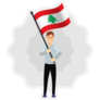 Man Holds Lebanon Sticker