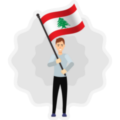 Man Holds Lebanon Sticker