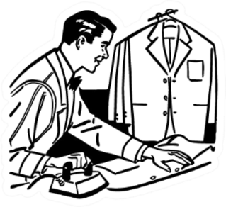 Man Ironing Dry Cleaner Illustration Retro Sticker