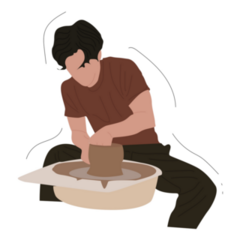 Man Making Ceramics Sticker