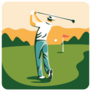 Man Playing Golf On A Golf Course In The Sun Sticker