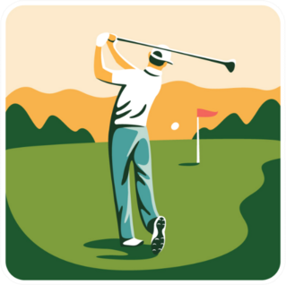 Man Playing Golf On A Golf Course In The Sun Sticker