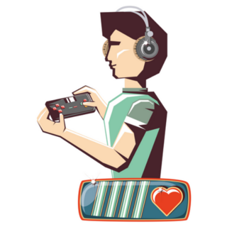 Man Playing Video Game with Life Bar Sticker