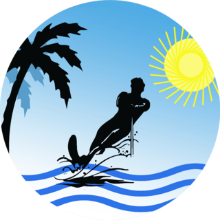 Man Practicing Water Skiing On The Beach Sticker