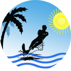 Man Practicing Water Skiing On The Beach Sticker