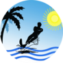 Man Practicing Water Skiing On The Beach Sticker