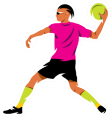 Man Preparing To Throw Dodge Ball Illustration Sticker