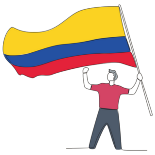 Man Raising A Colombian Flag Illustration Sticker
