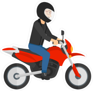 Man Riding Motorcycle in Black Jacket Sticker