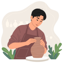 Man Shaping Clay Sticker