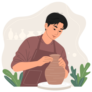 Man Shaping Clay Sticker