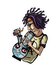 Man Smokes A Bong Sticker