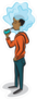 Man Vapes On A E-cigarette Sticker