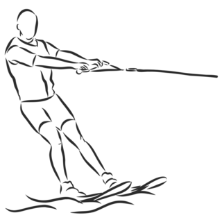Man Water Skiing Sketch Illustration Sticker