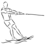 Man Water Skiing Sketch Illustration Sticker