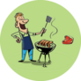 Man With A Barbecue Grill Cartoon Illustration Sticker