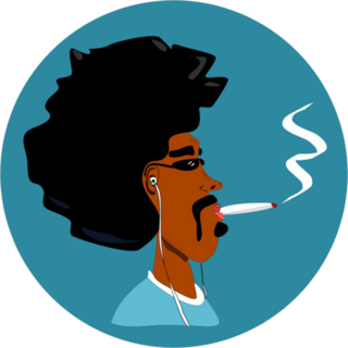 Man With Large Afro Smoking Joint Sticker