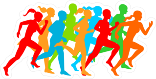 Man & Woman Running Silhouettes Sticker