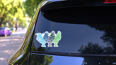 Mandala Chickens Colorful Set Sticker on a Rear Car Window (New) example