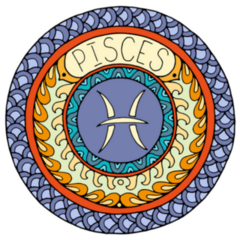 Mandala With Pisces Zodiac Sign Sticker