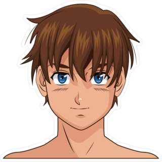 Manga Anime Boy With Blue Eyes And Brown Hair Sticker