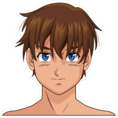 Manga Anime Boy With Blue Eyes And Brown Hair Sticker