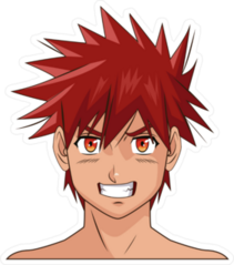 Manga Anime Male With Red Hair And Eyes Sticker