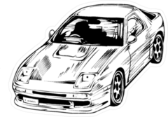 Manga Style JDM Racing Car Sketch Sticker