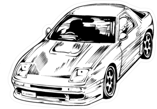 Manga Style JDM Racing Car Sketch Sticker