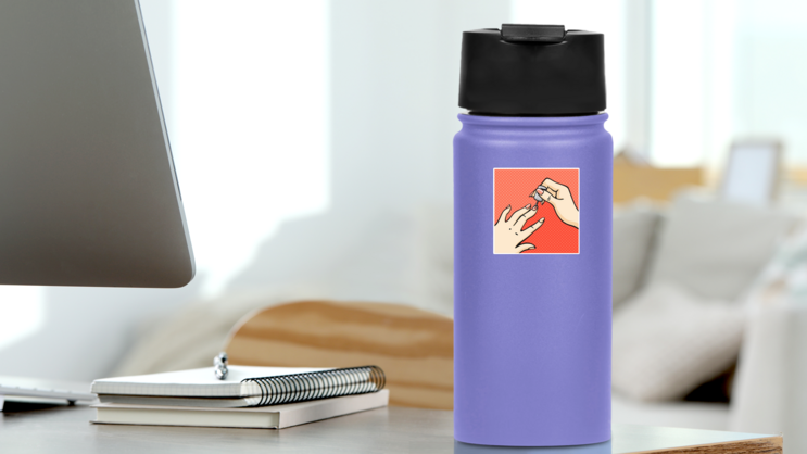 Manicure Pop Art Sticker on a Water Bottle (New) example