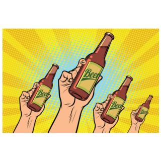 Many Hands With A Bottle Of Beer Pop Art Sticker