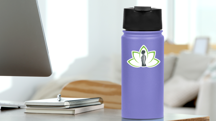 Many Leaves, Plant And Person Chiropractic Logo Sticker on a Water Bottle (New) example