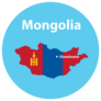 Map And Flag Of Mongolia On Blue Sticker