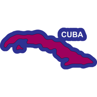 Map Cuba On Blue Sticker