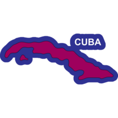 Map Cuba On Blue Sticker