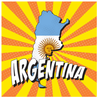 Map Of Argentina Retro Comic Style Sticker