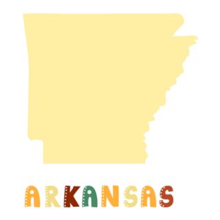 Map Of Arkansas With Cute Lettering Sticker