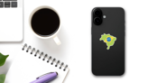 Map Of Brazil Illustration Sticker on a Phone (New) example