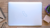 Map Of California Outline Sticker on a Laptop (New) example