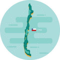 Map Of Chile On Blue Sticker