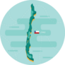 Map Of Chile On Blue Sticker
